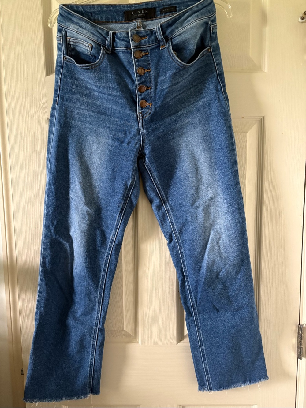 Risen High Rise Straight Crop Jeans